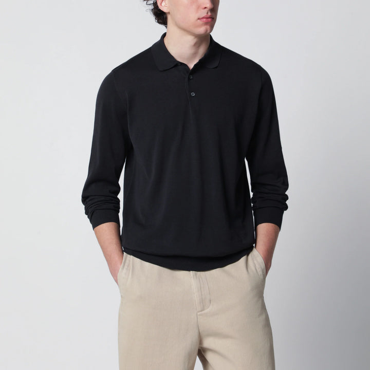 Drumohr - Navy blue cotton polo shirt