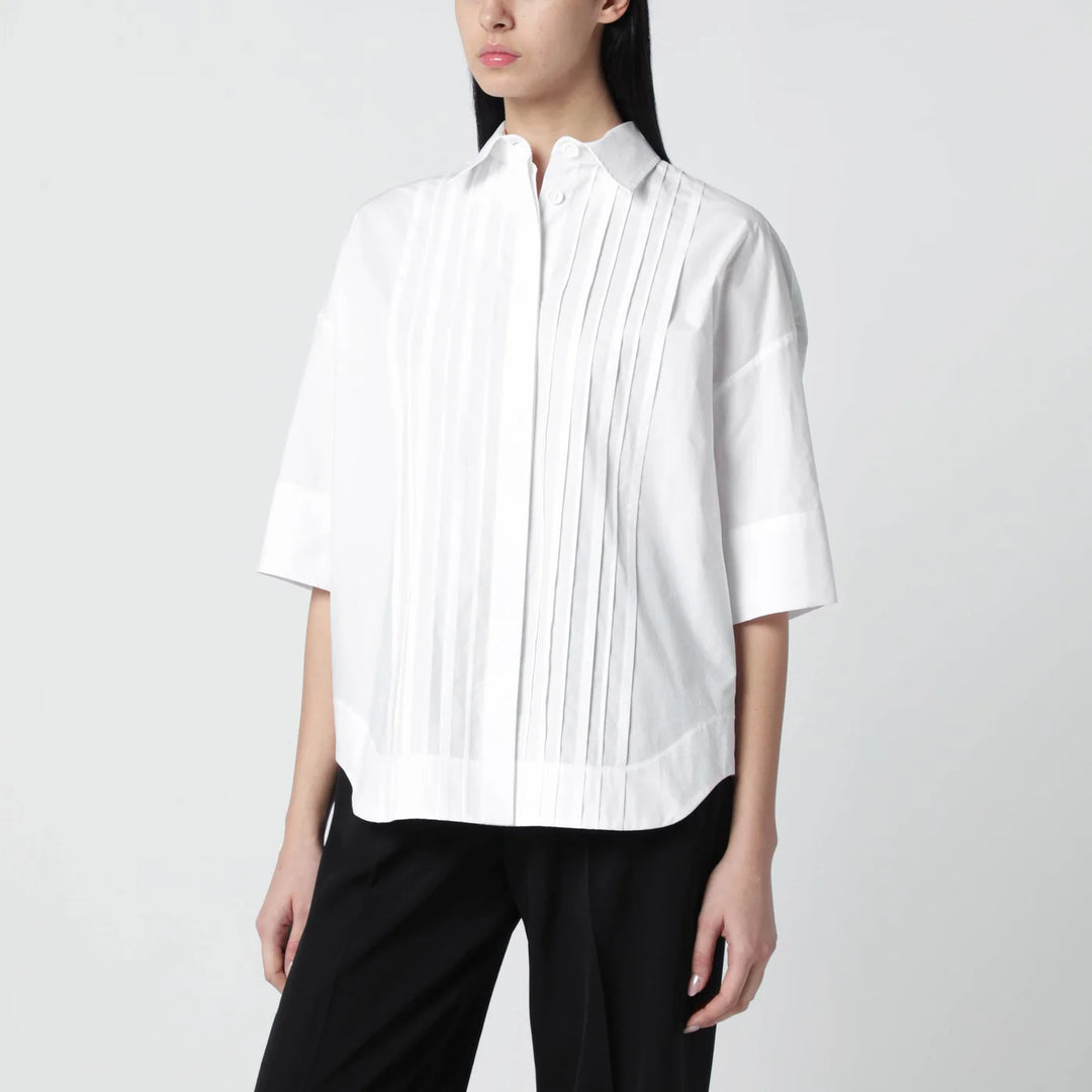 P.A.R.O.S.H. - White cotton shirt with pleated detail