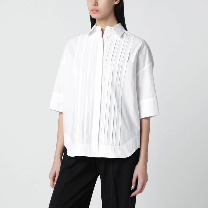 P.A.R.O.S.H. - White cotton shirt with pleated detail