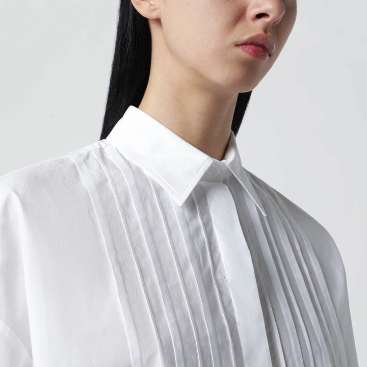 P.A.R.O.S.H. - White cotton shirt with pleated detail