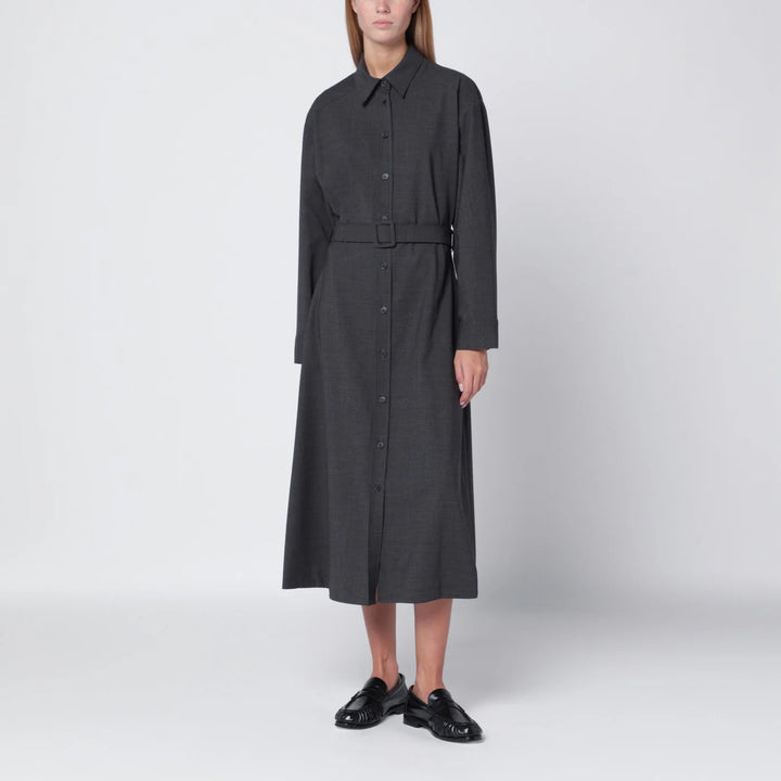 P.A.R.O.S.H. - Anthracite grey belted shirt dress