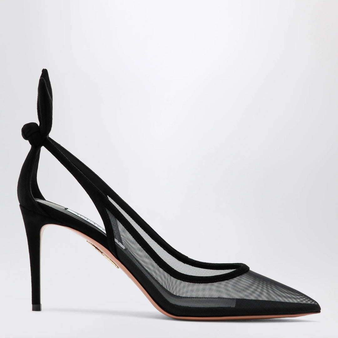 Aquazzura - Black bow-tie mesh pumps