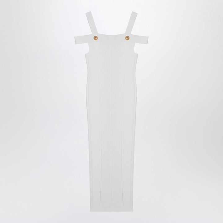 Balmain White knit dress with double straps