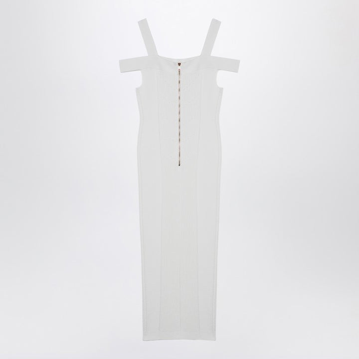 Balmain White knit dress with double straps