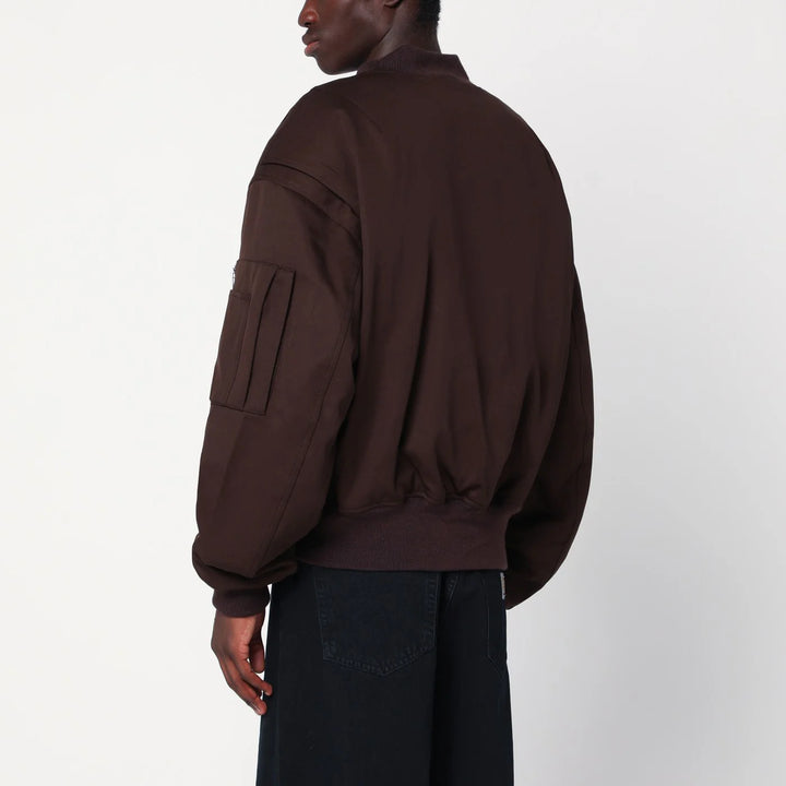 Entire Studios - Dark brown zip-up bomber jacket in wool