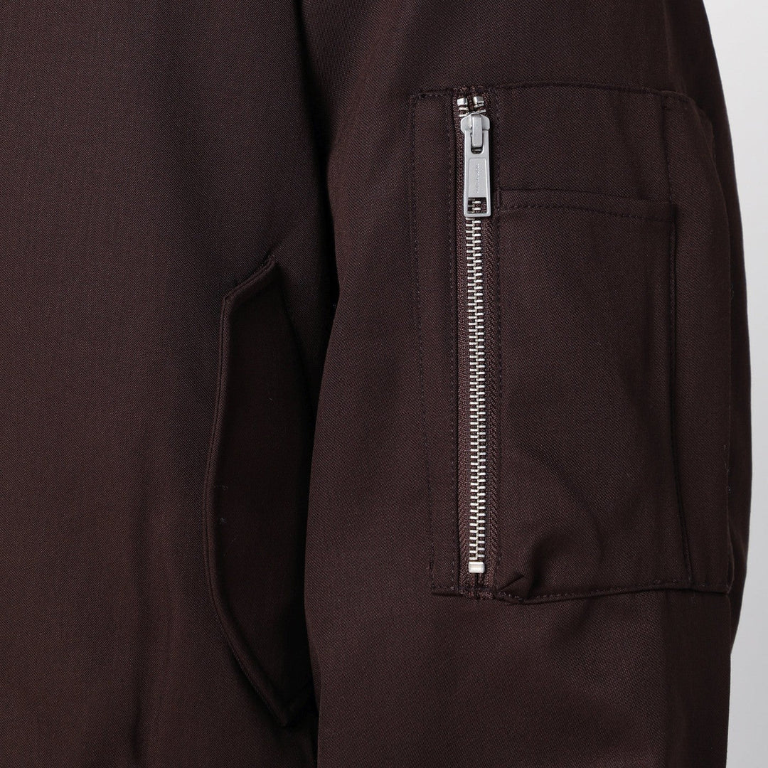 Entire Studios - Dark brown zip-up bomber jacket in wool