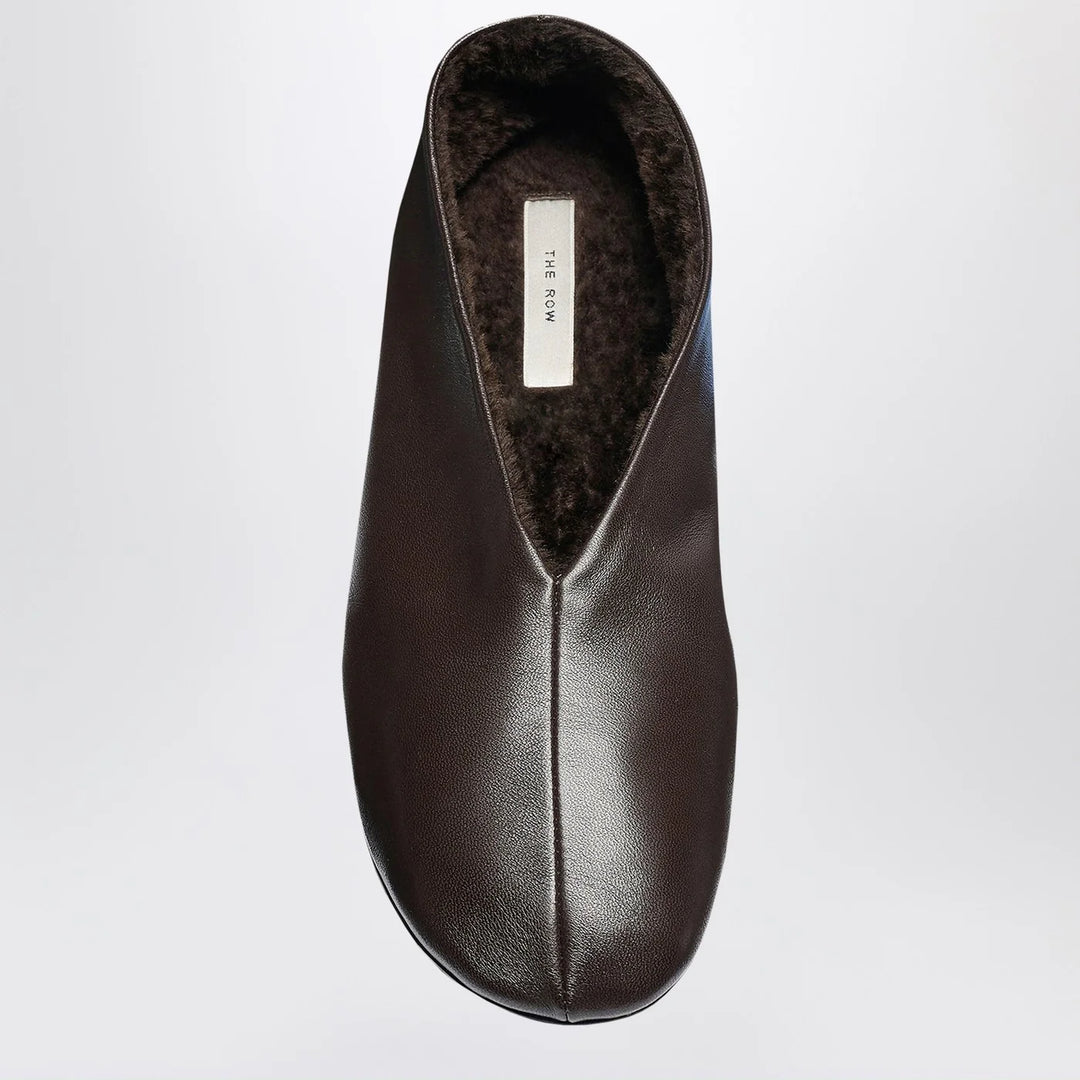 The Row - Stella slippers brown in leather and shearling