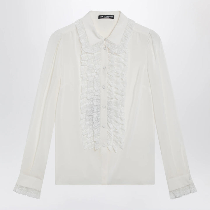Dolce&amp;Gabbana - Silk and lace shirt with ruffles