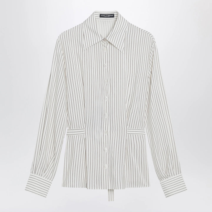 Dolce&amp;Gabbana - White pinstriped shirt in silk and cotton