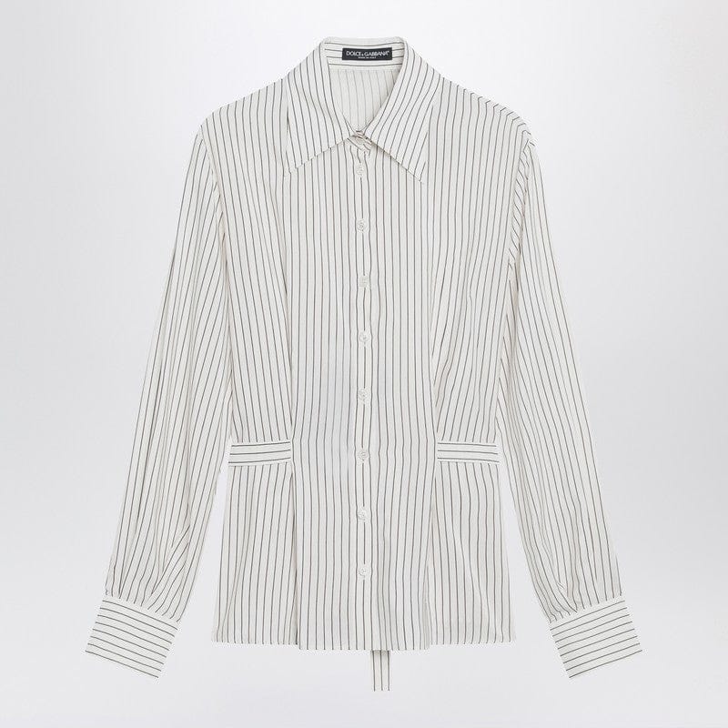 Shirts & Tops Dolce&Gabbana - White pinstriped shirt in silk and cotton - 42 IT Brand