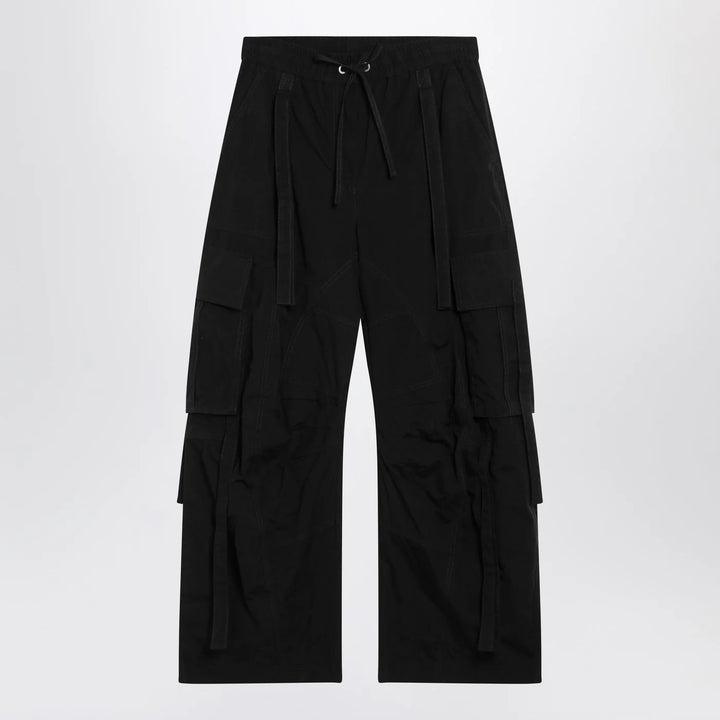 Dolce&amp;Gabbana - Black waxed faille cargo trousers