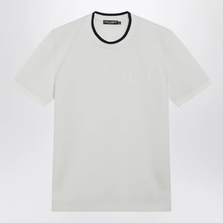Dolce&amp;Gabbana - White technical piqué cotton T-shirt with embroidery