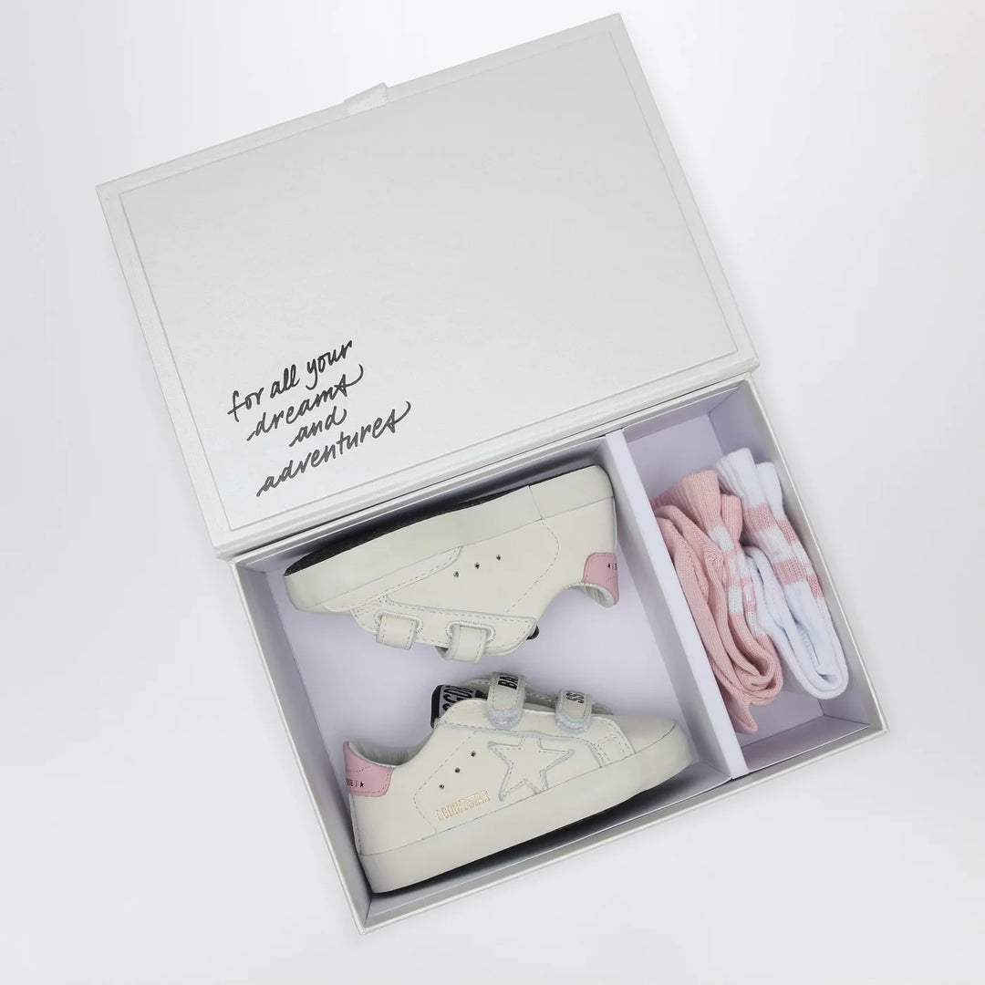 Golden Goose - Set Sneaker Baby School white/pink with socks