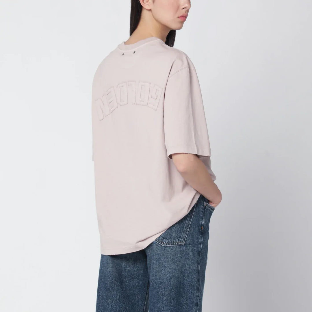 Golden Goose - Pink T-shirt with reversed logo lettering on the back Brand Shirts &amp; Tops