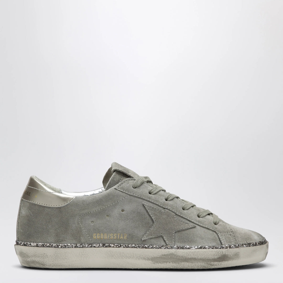 Golden Goose - Super-Star taupe grey/glitter suede Sneakers