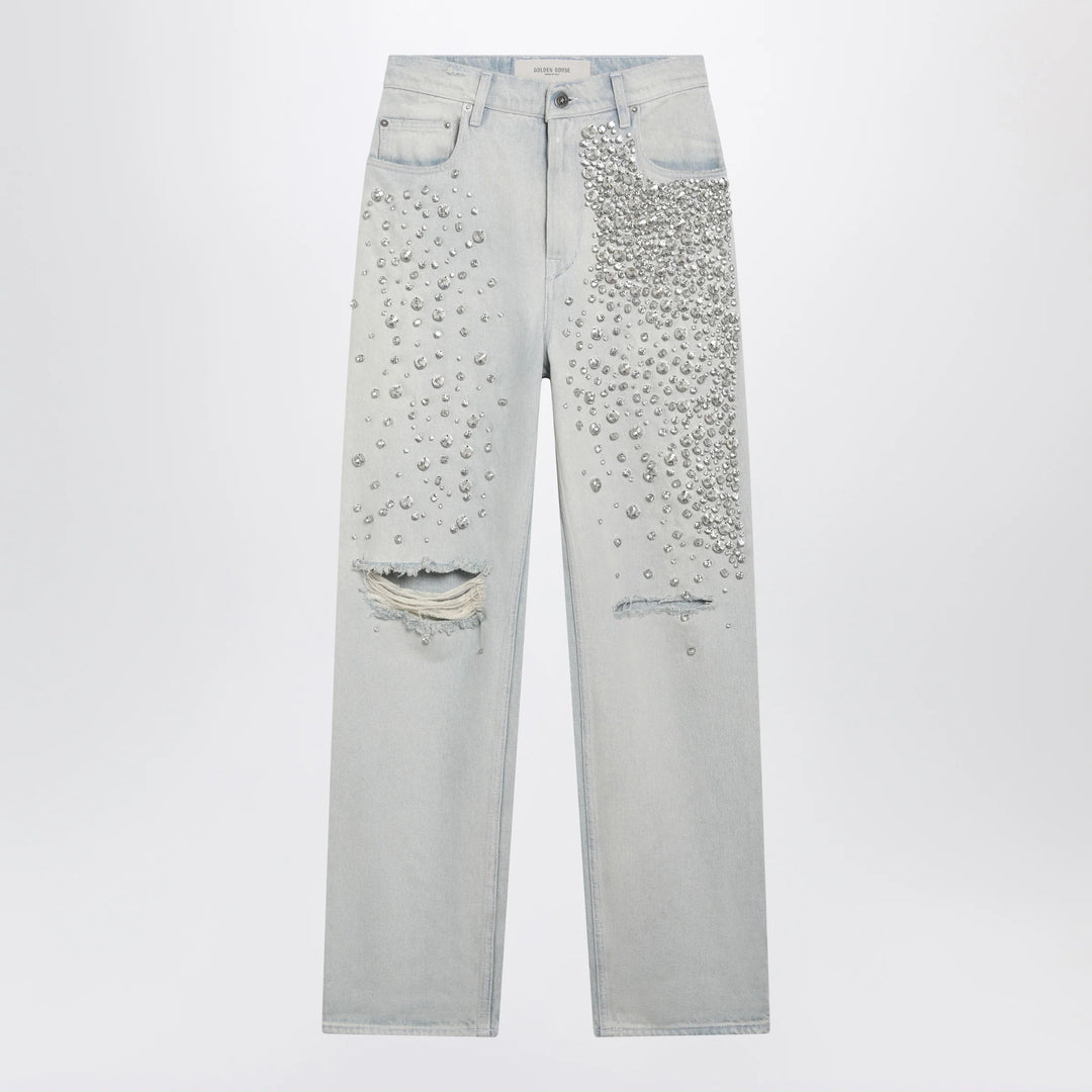 Golden Goose - Light blue jeans with cabochon crystals
