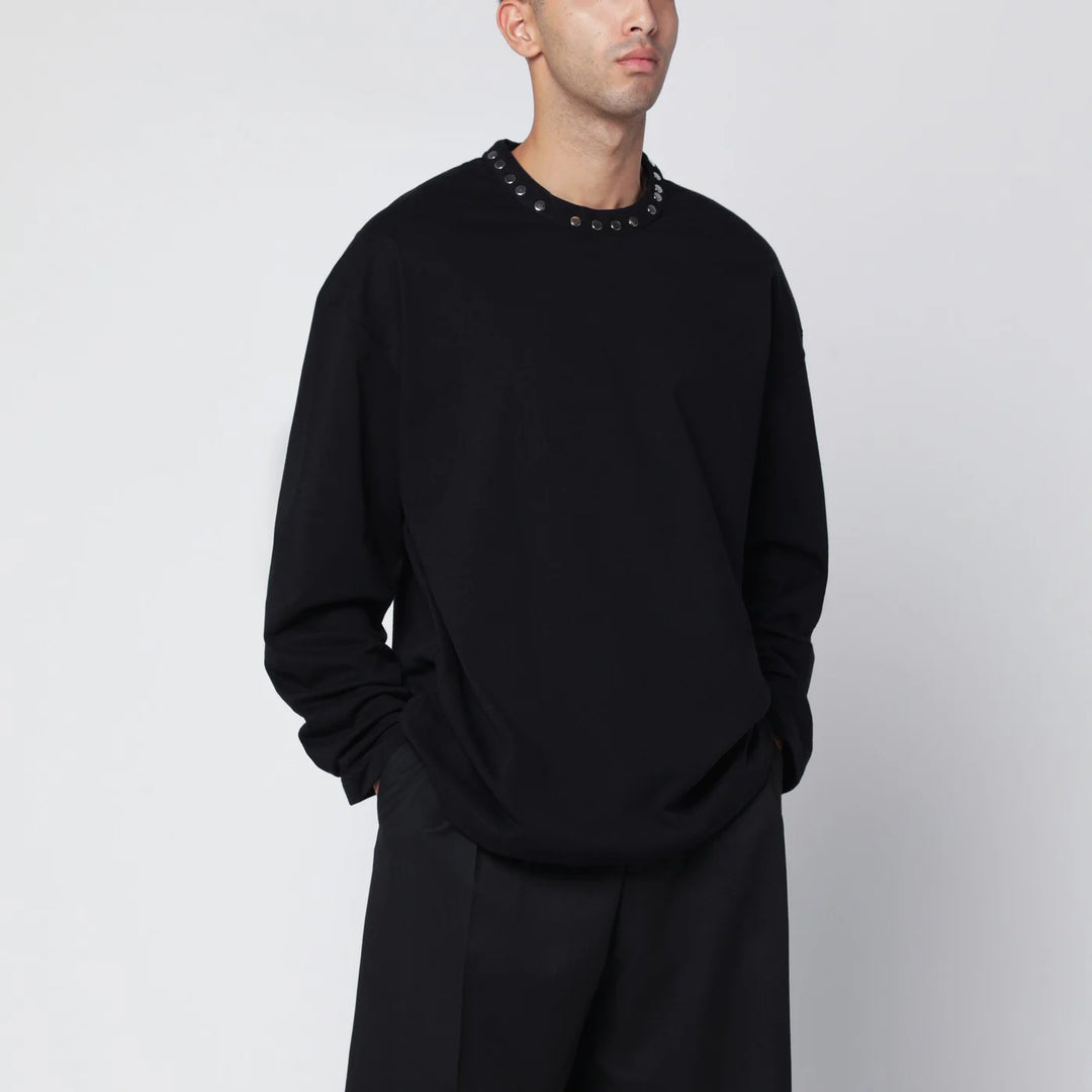 Jil Sander - Black long-sleeve T-shirt with studs