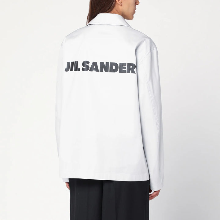 Jil Sander - Light grey cotton taffeta jacket with logo