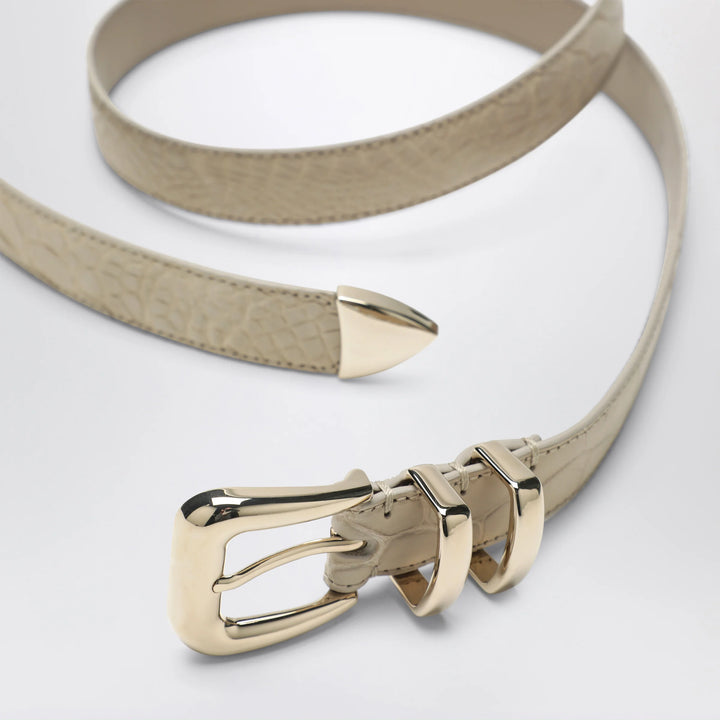 Brunello Cucinelli - Beige alligator leather belt with silver buckle