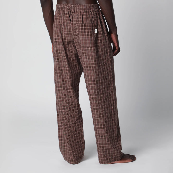 Tekla - Serra-colored cotton pajama pants with check pattern