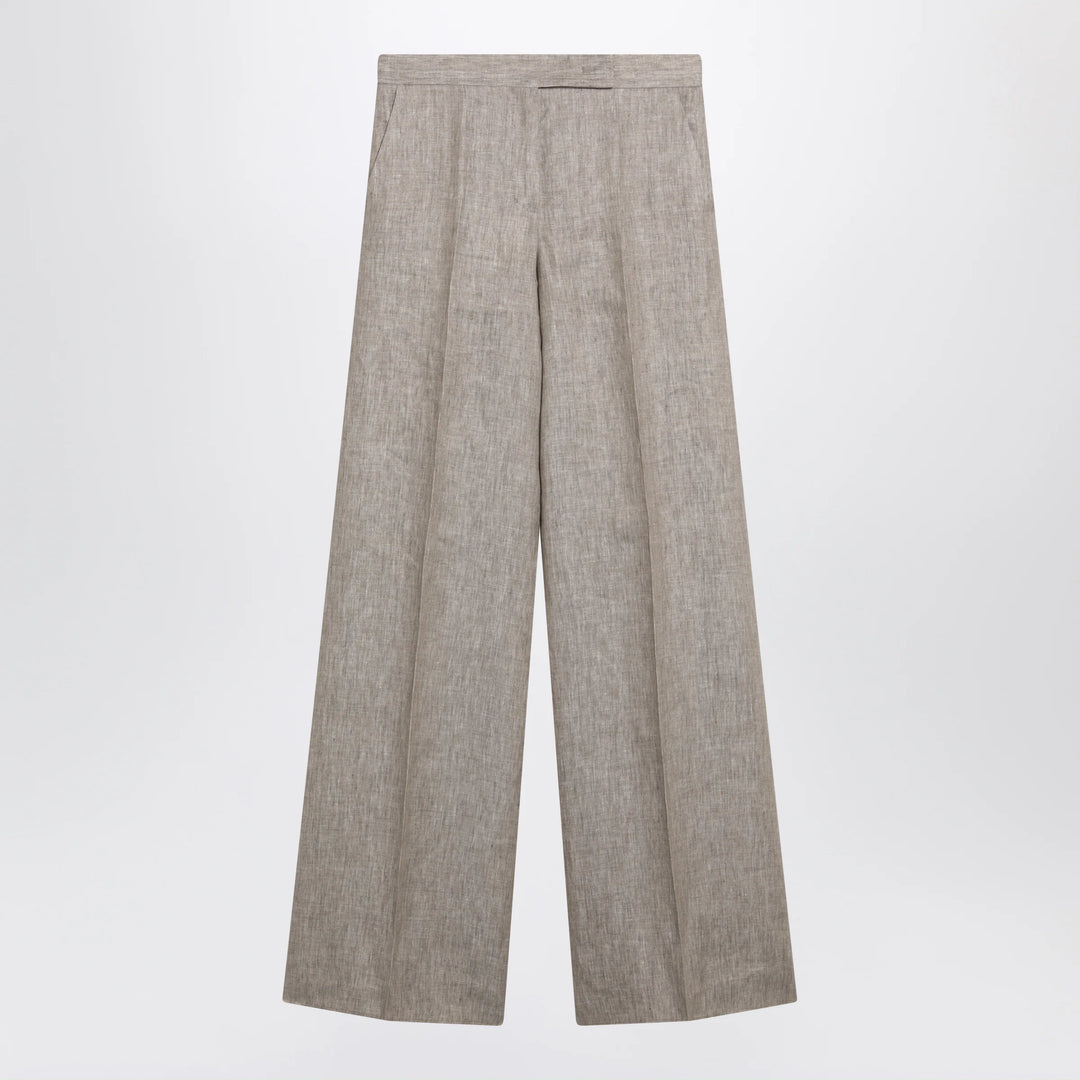 Max Mara - Beige chevron linen trousers