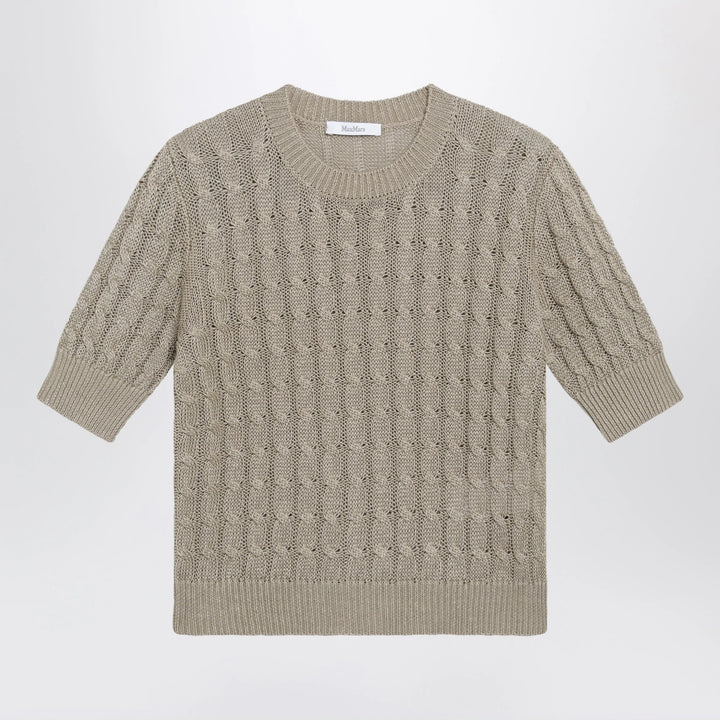 Max Mara - Cable-knit linen crewneck sweater in brown