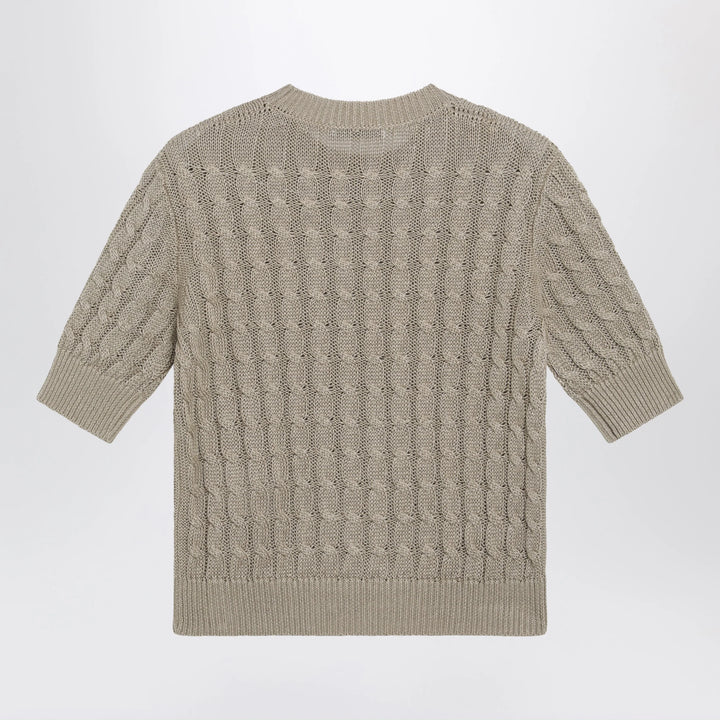 Max Mara - Cable-knit linen crewneck sweater in brown