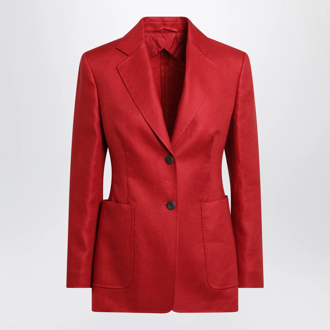 Max Mara - Semi-fitted single-breasted blazer in red linen