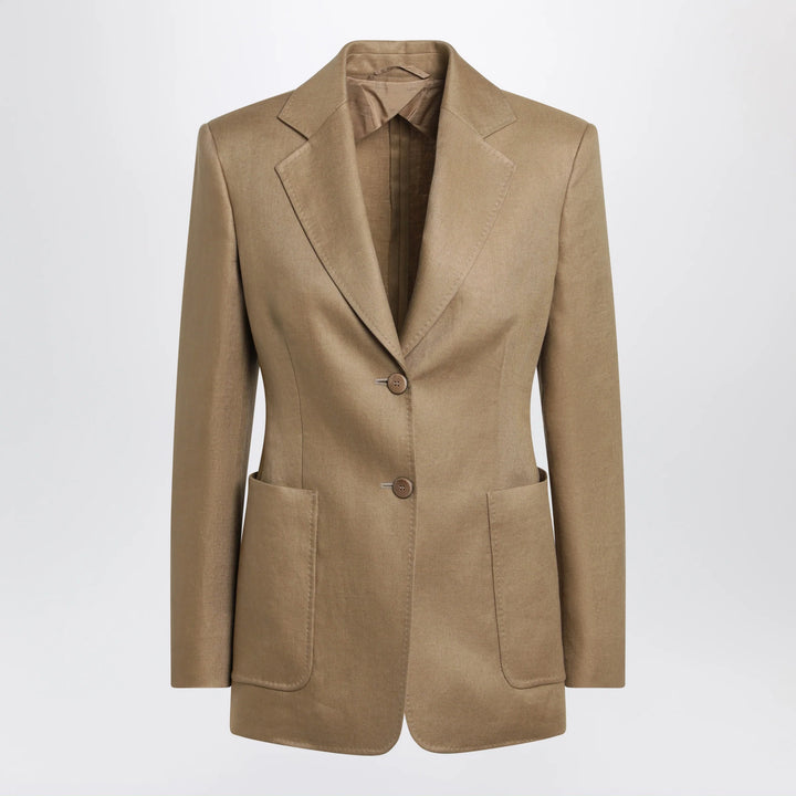 Max Mara - Semi-fitted single-breasted blazer in beige linen