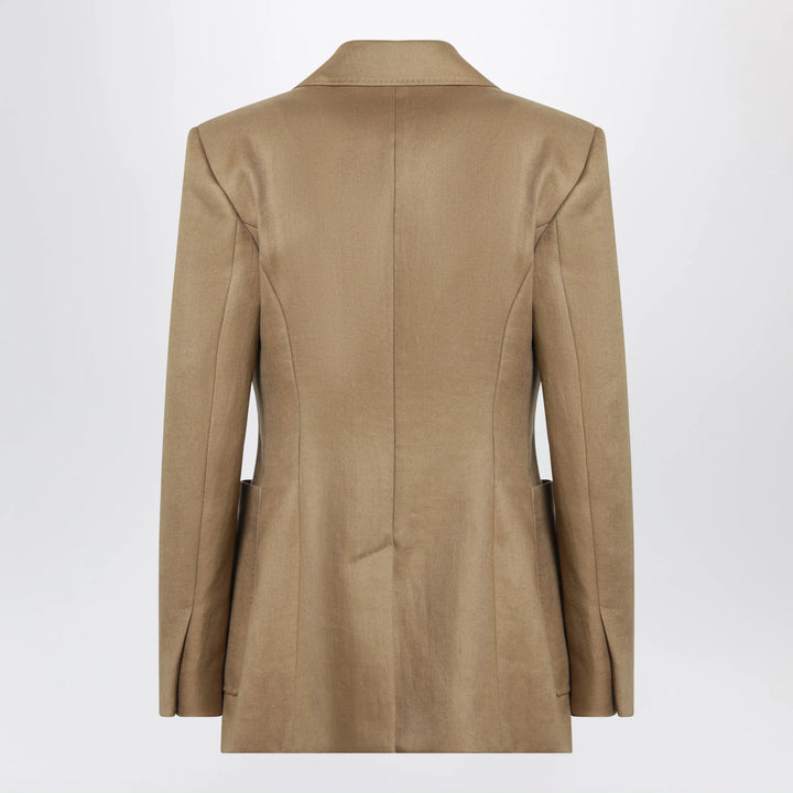 Max Mara - Semi-fitted single-breasted blazer in beige linen