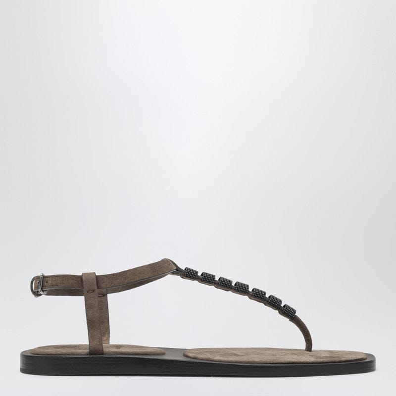 Shoes Brunello Cucinelli - Suede thong sandals with Precious Straps - 39 IT Brand