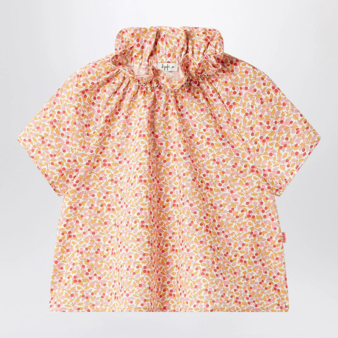 Il Gufo - Apricot-coloured top with ruffled collar