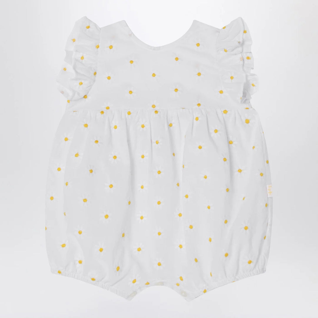 Il Gufo - White romper with floral embroidery