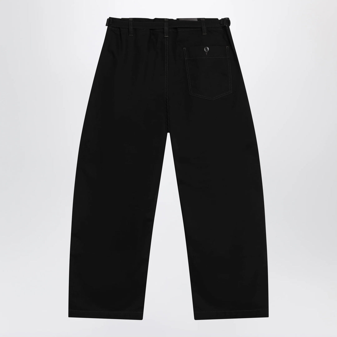 LEMAIRE - Black wide-leg cotton trousers