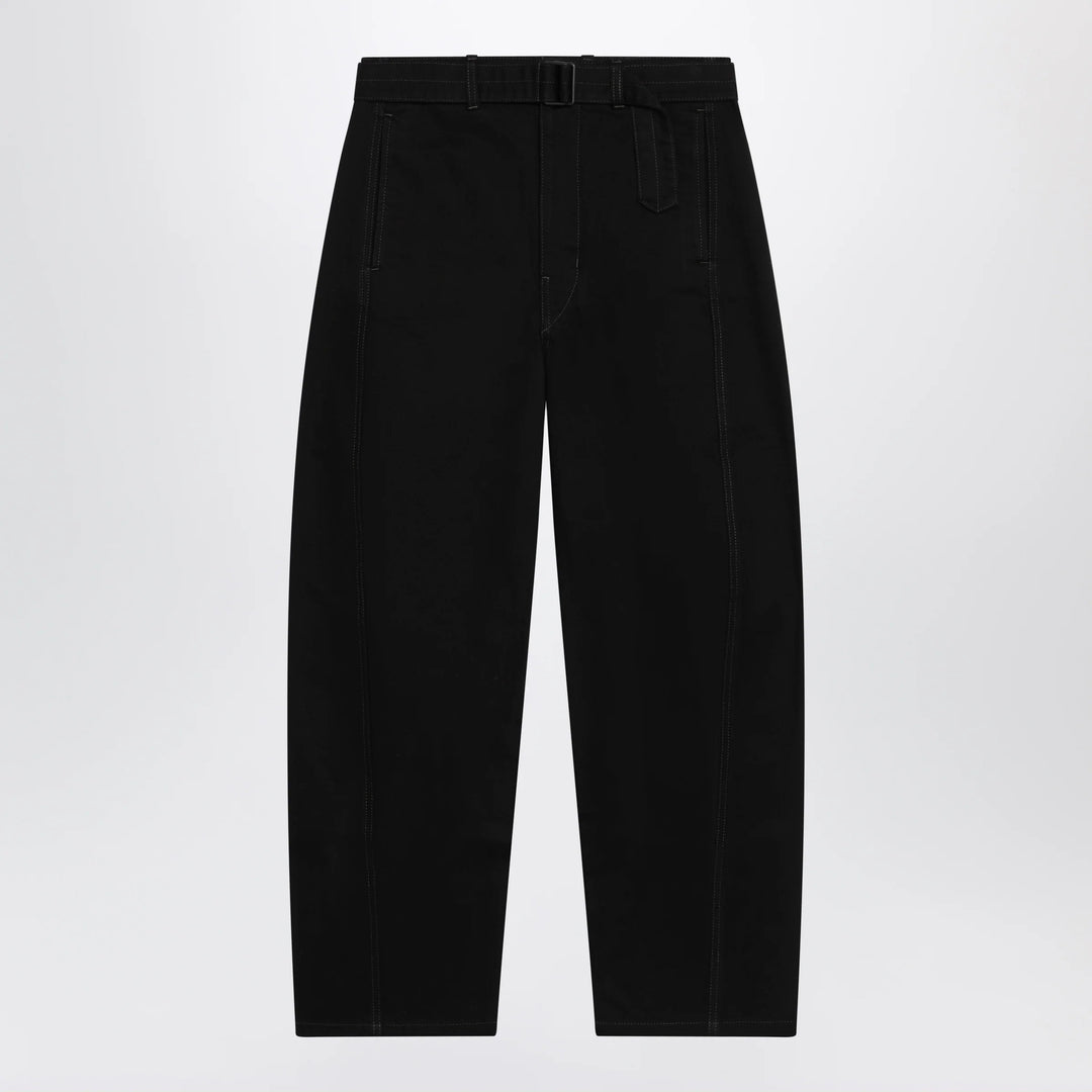 LEMAIRE - Black cotton trousers with belt