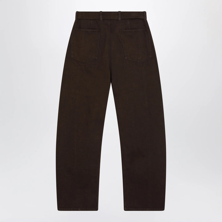 LEMAIRE - Brown cotton trousers with belt