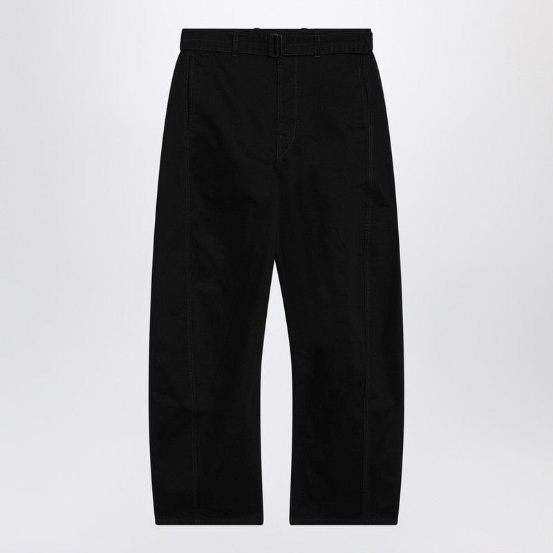Pants LEMAIRE - Black cotton trousers with belt - M Brand