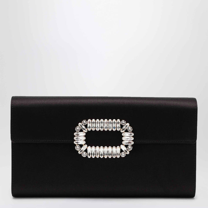 ROGER VIVIER - Black satin pochette with Sexy Choc buckle