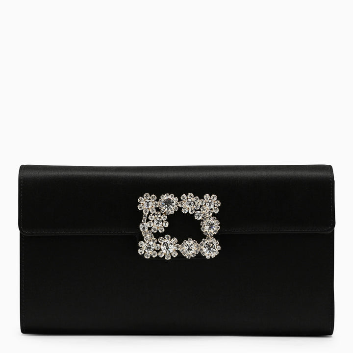 ROGER VIVIER - Black satin clutch bag with buckle