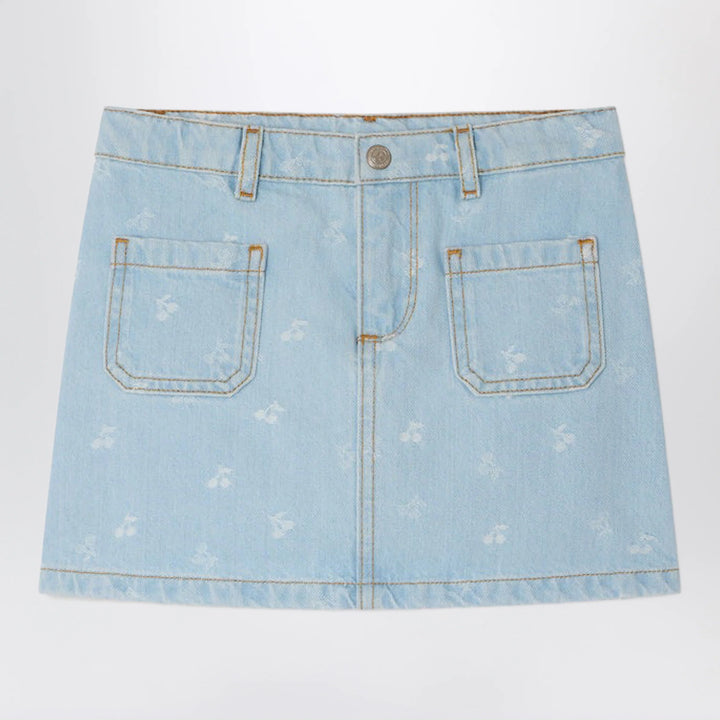 Bonpoint - Tison denim skirt with jacquard cherries