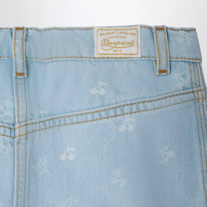Bonpoint - Tison denim skirt with jacquard cherries