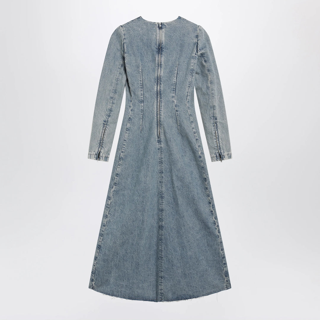 Maison Margiela - Cup-shoulder denim midi dress in ice blue