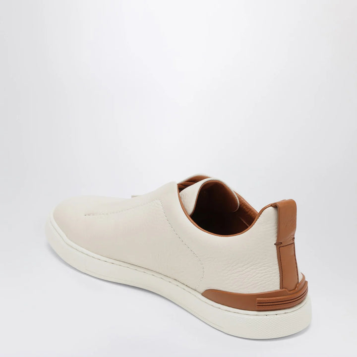 ZEGNA - White leather Triple Stitch Sneakers