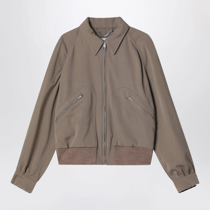 Maison Margiela - Beige virgin wool zip-up jacket