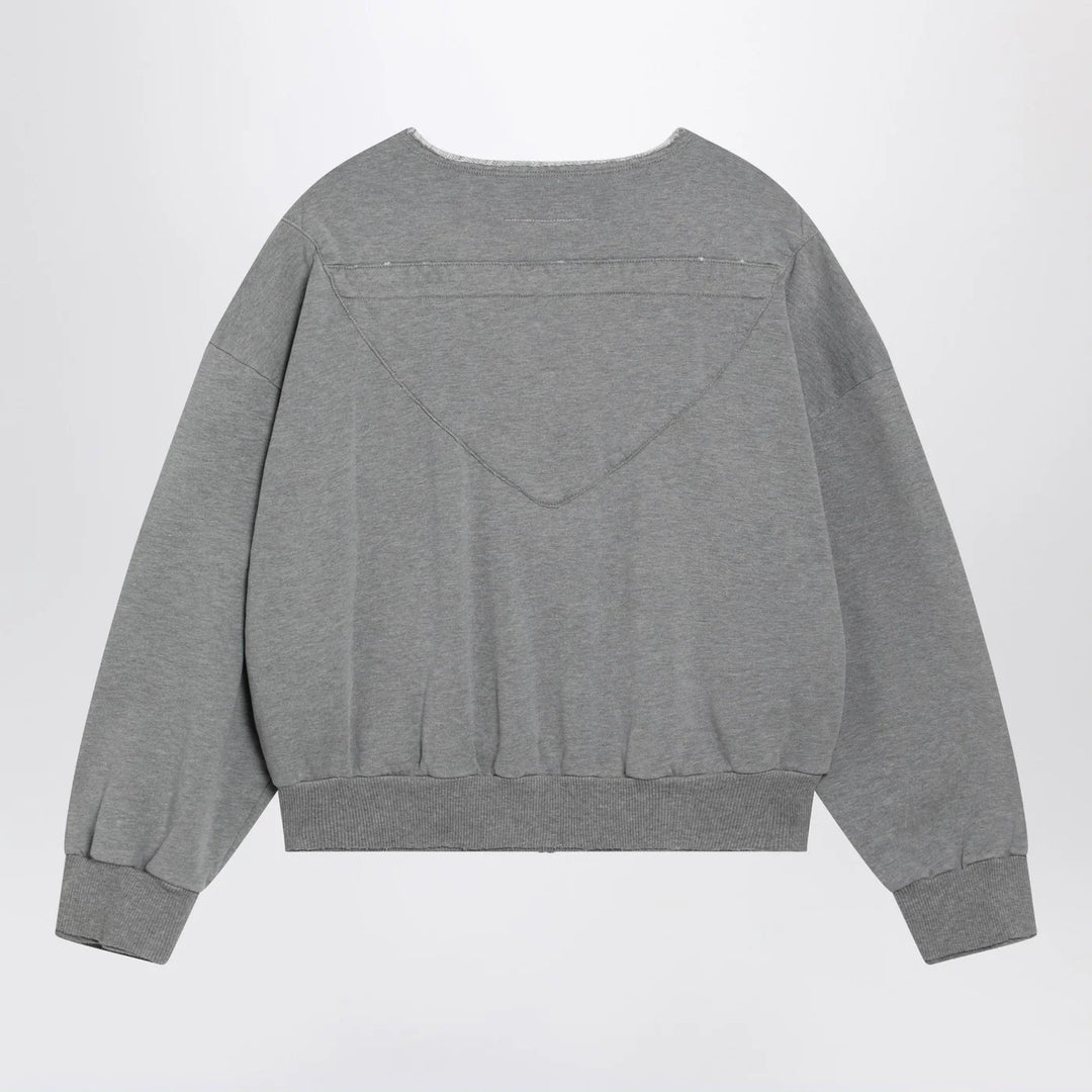 MM6 Maison Margiela - Felpa con zip e coulisse in cotone grigia
