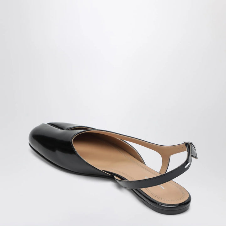Maison Margiela - Black brushed leather Tabi slingback sandals