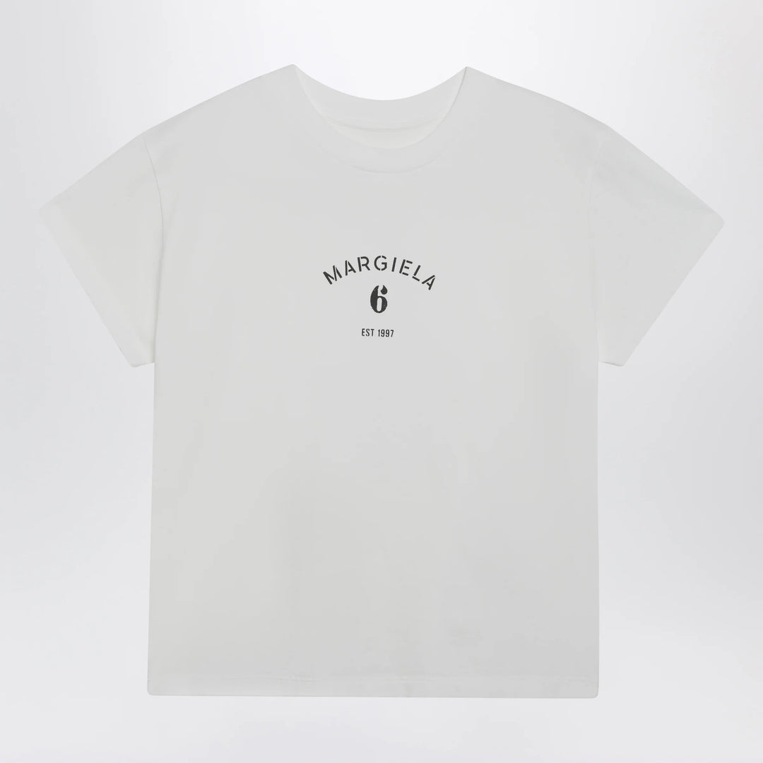 MM6 Maison Margiela - Off-white cotton jersey T-shirt with numeric embroidery