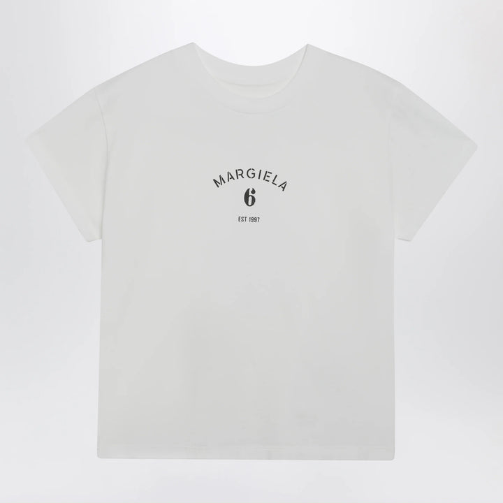 MM6 Maison Margiela - Off-white cotton jersey T-shirt with numeric embroidery
