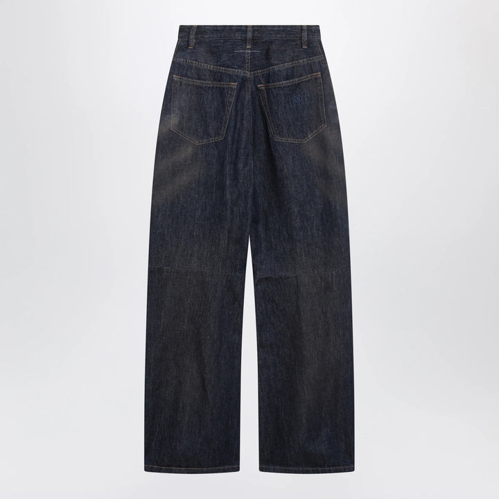 MM6 Maison Margiela - Dark blue wide-leg jeans with worn effect