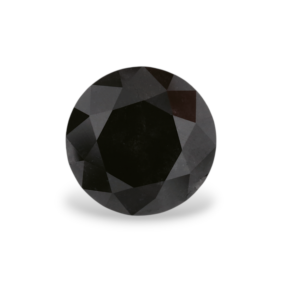 1.41 Carat Natural Black Round Diamond GIA